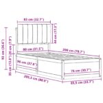 vidaXL Rám postele s čalúneným čelom Čierna 80 x 200 cm – Obrázok 11