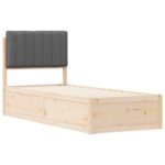 vidaXL Rám postele s čalúneným čelom Tmavo šedá 75 x 190 cm – Obrázok 4