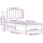 vidaXL Rám postele s čalúneným čelom Sivohnedá 75 x 190 cm – Obrázok 11