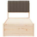 vidaXL Rám postele s čalúneným čelom Sivohnedá 75 x 190 cm – Obrázok 5