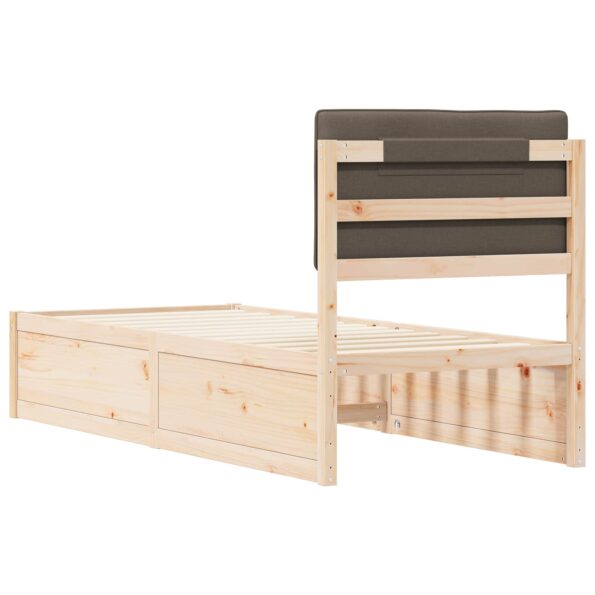 vidaXL Rám postele s čalúneným čelom Sivohnedá 75 x 190 cm – Obrázok 7
