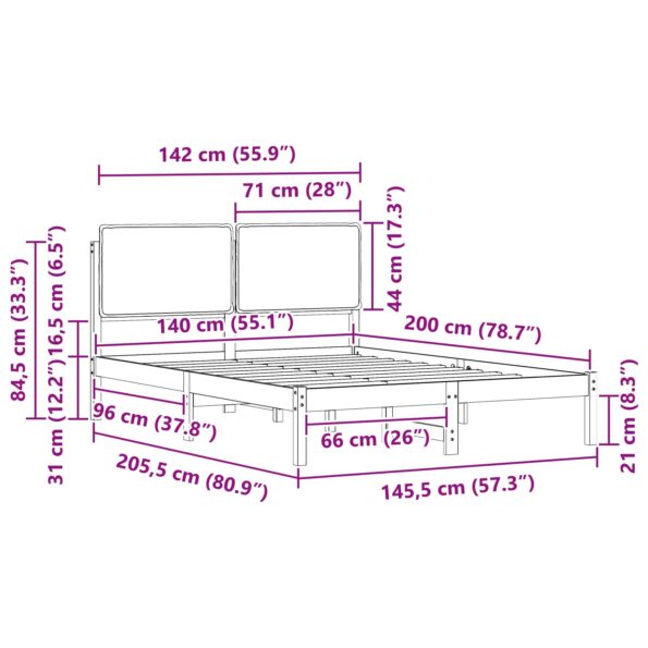 vidaXL Rám postele s čalúneným čelom Tmavo šedá 140 x 200 cm – Obrázok 11