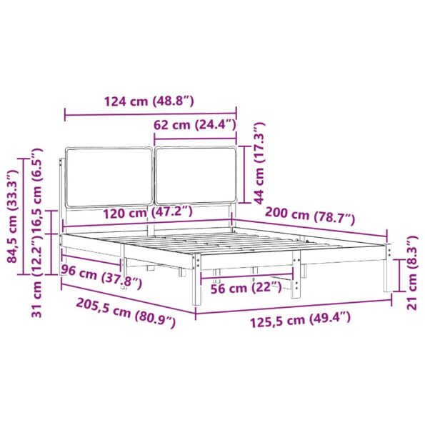 vidaXL Rám postele s čalúneným čelom Čierny 120 x 200 cm – Obrázok 11