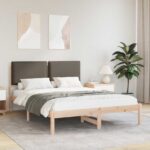 vidaXL Rám postele s čalúneným čelom Sivohnedá 120 x 200 cm
