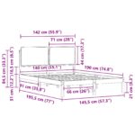 vidaXL Rám postele s čalúneným čelom Svetlosivá 140 x 190 cm – Obrázok 11