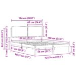 vidaXL Rám postele s čalúneným čelom Čierna 120 x 190 cm – Obrázok 11