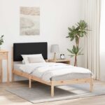 vidaXL Rám postele s čalúneným čelom Čierna 90 x 200 cm