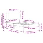 vidaXL Rám postele s čalúneným čelom Čierna 90 x 200 cm – Obrázok 11