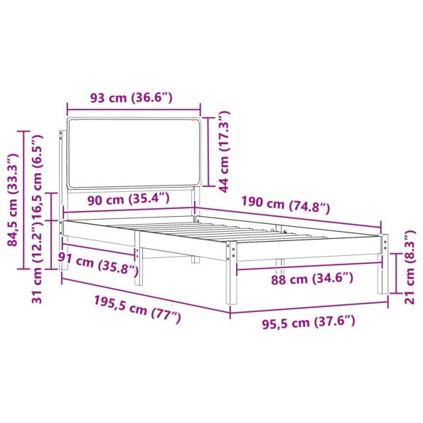 vidaXL Rám postele s čalúneným čelom Svetlosivá 90 x 190 cm – Obrázok 11
