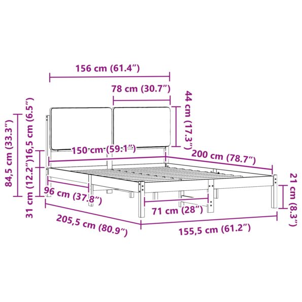 vidaXL Rám postele s čalúneným čelom Svetlosivá 150 x 200 cm – Obrázok 11