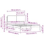 vidaXL Rám postele s čalúneným čelom Čierna 150 x 200 cm – Obrázok 11