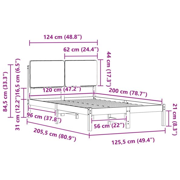 vidaXL Rám postele s čalúneným čelom Čierna 120 x 200 cm – Obrázok 11