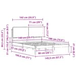 vidaXL Rám postele s čalúneným čelom Čierna 140 x 190 cm – Obrázok 11