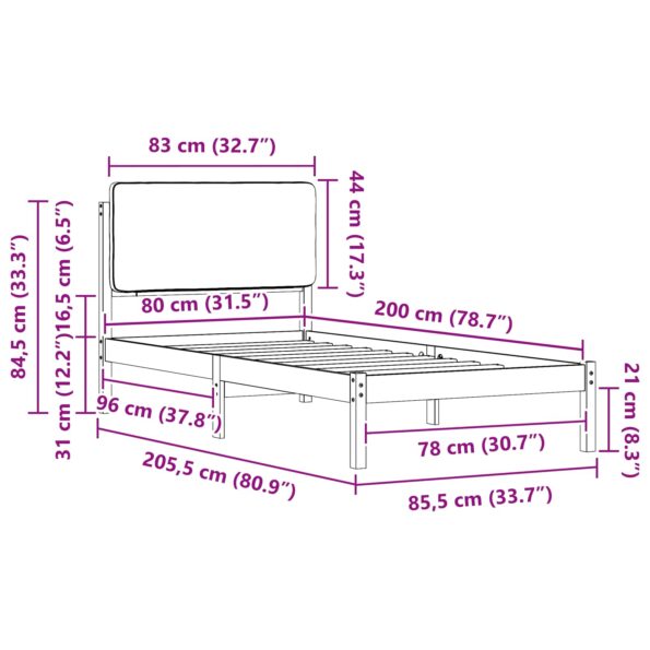 vidaXL Rám postele s čalúneným čelom Svetlosivá 80 x 200 cm – Obrázok 11