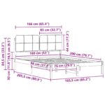 vidaXL Rám postele s čalúneným čelom Tmavo šedá 160 x 200 cm – Obrázok 11