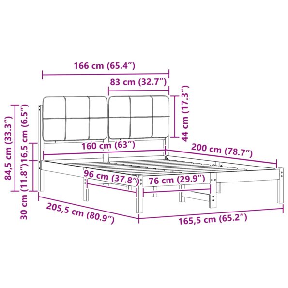 vidaXL Rám postele s čalúneným čelom Tmavo šedá 160 x 200 cm – Obrázok 11
