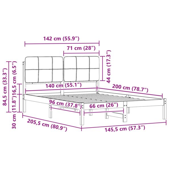vidaXL Rám postele s čalúneným čelom Čierna 140 x 200 cm – Obrázok 11