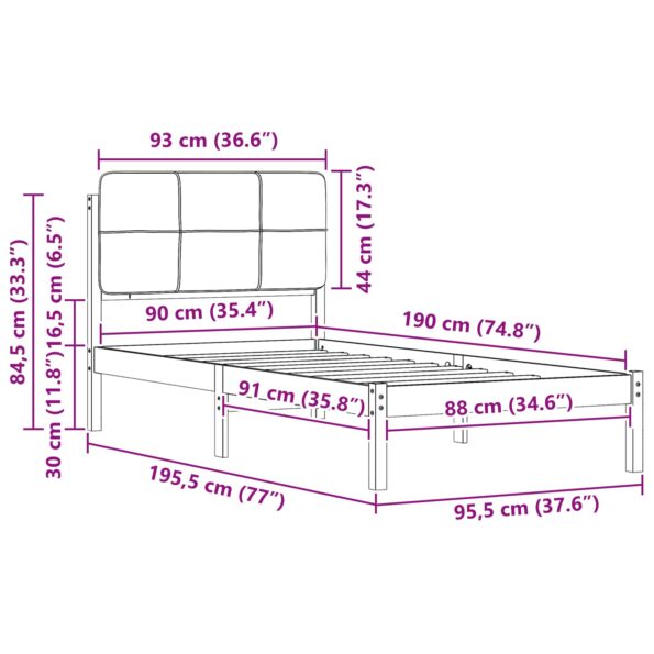 vidaXL Rám postele s čalúneným čelom Svetlosivá 90 x 190 cm – Obrázok 11