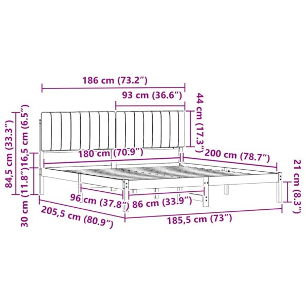 vidaXL Rám postele s čalúneným čelom Tmavo šedá 180 x 200 cm – Obrázok 11