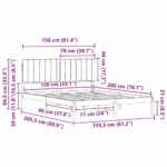 vidaXL Rám postele s čalúneným čelom Čierna 150 x 200 cm – Obrázok 11