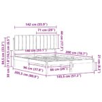 vidaXL Rám postele s čalúneným čelom Sivohnedá 140 x 200 cm – Obrázok 11