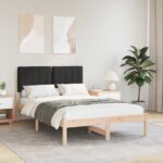 vidaXL Rám postele s čalúneným čelom Čierna 120 x 190 cm