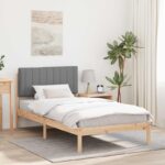 vidaXL Rám postele s čalúneným čelom Svetlosivá 100 x 200 cm