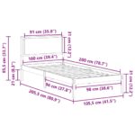 vidaXL Rám postele Tmavo šedá 100 x 200 cm Masívne borovicové drevo – Obrázok 11