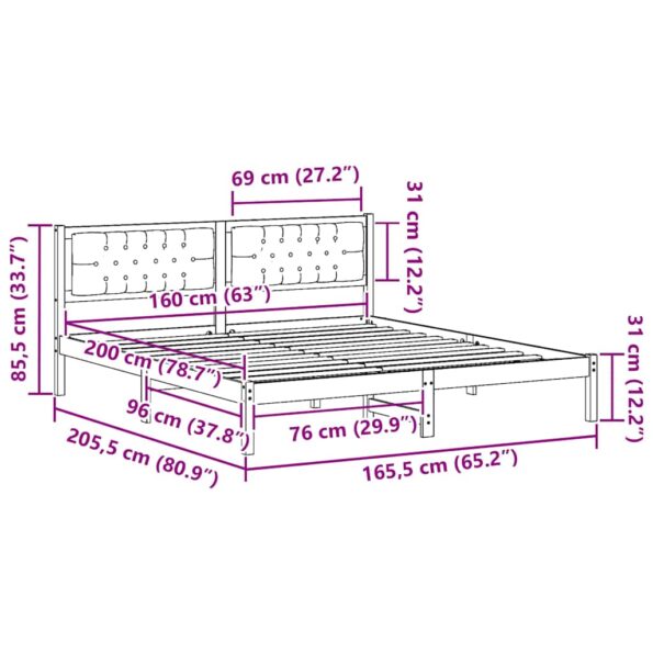 vidaXL Rám postele s čelnou doskou Sivohnedá 160 x 200 cm látka – Obrázok 11