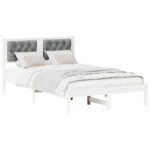 vidaXL Rám postele s čelnou doskou Svetlosivá 135 x 190 cm látka – Obrázok 3