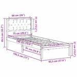 vidaXL Rám postele s čelnou doskou Čierna 75 x 190 cm látka – Obrázok 11