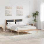 vidaXL Rám postele s čalúneným čelom Tmavo šedá 140 x 200 cm látka