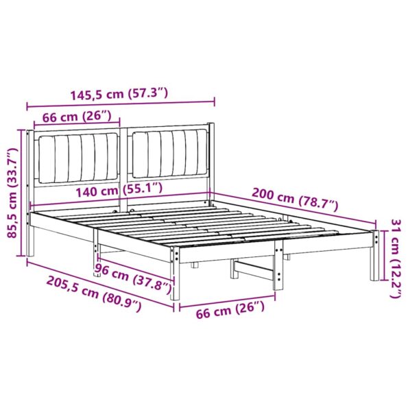 vidaXL Rám postele s čalúneným čelom Čierna 140 x 200 cm látka – Obrázok 11