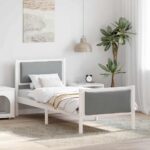 vidaXL Rám postele s čelnou doskou Svetlosivá 75 x 190 cm látka