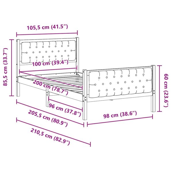 vidaXL Rám postele s čelnou doskou Tmavo šedá 100 x 200 cm látka – Obrázok 11
