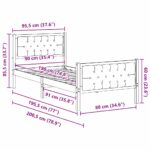 vidaXL Rám postele s čelnou doskou Sivohnedá 90 x 190 cm látka – Obrázok 11