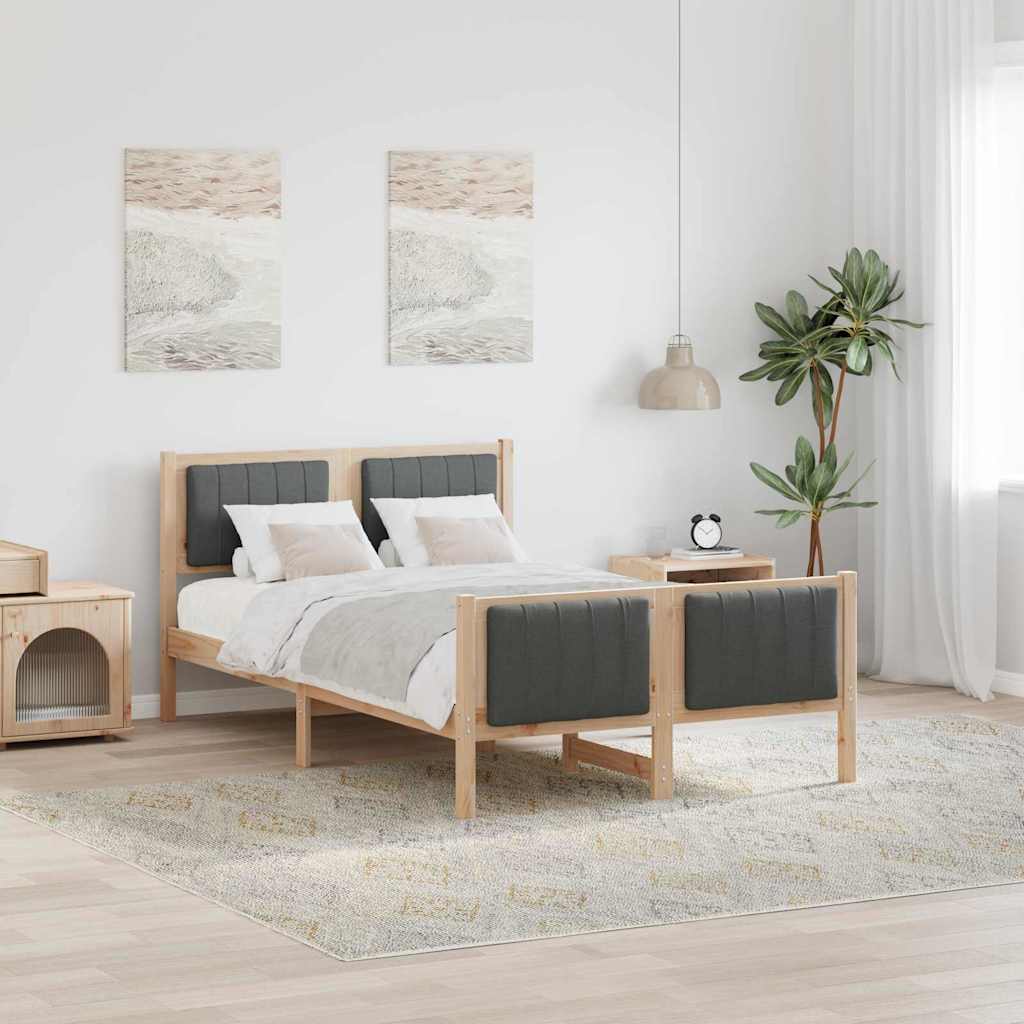 878470_1.jpg vidaXL Rám postele hnedá a tmavosivá 120 x 200 cm Borovicový masív – Obrázok 1