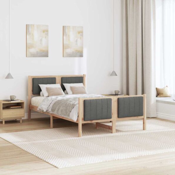 vidaXL Rám postele hnedá a tmavosivá 120 x 200 cm Borovicový masív – Obrázok 4