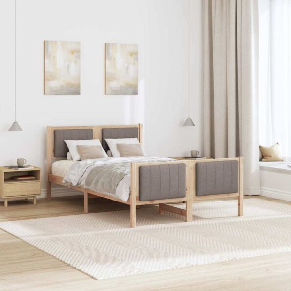 vidaXL Rám postele Hnedá a taupe 120 x 200 cm Borovicový masív – Obrázok 4