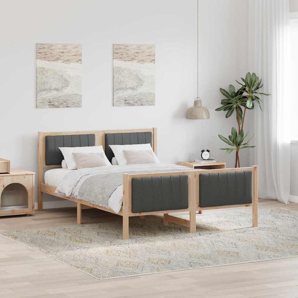 878480_1.jpg vidaXL Rám postele hnedá a tmavosivá 135 x 190 cm Borovicový masív – Obrázok 1