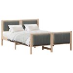 vidaXL Rám postele hnedá a tmavosivá 135 x 190 cm Borovicový masív – Obrázok 3