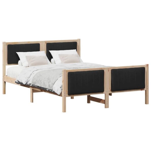 vidaXL Rám postele Hnedá a čierna 135 x 190 cm Borovicový masív – Obrázok 3