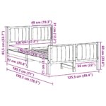 vidaXL Rám postele hnedá a tmavosivá 120 x 190 cm Borovicový masív – Obrázok 11