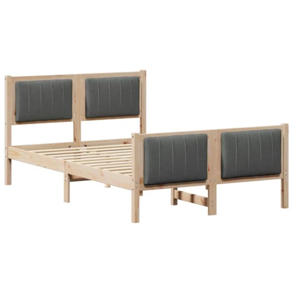 vidaXL Rám postele hnedá a tmavosivá 120 x 190 cm Borovicový masív – Obrázok 2