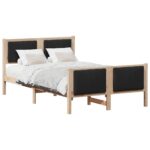 vidaXL Rám postele Hnedá a čierna 120 x 190 cm Borovicový masív – Obrázok 3