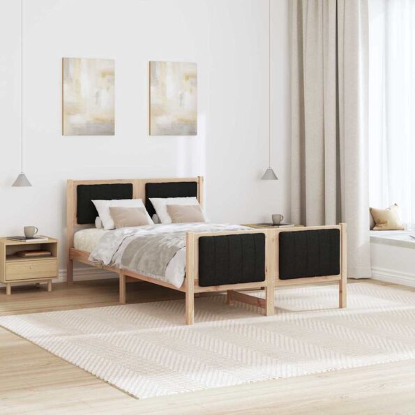 vidaXL Rám postele Hnedá a čierna 120 x 190 cm Borovicový masív – Obrázok 4