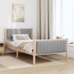 vidaXL Rám postele Hnedá a svetlo šedá 100 x 200 cm Borovicový masív – Obrázok 4
