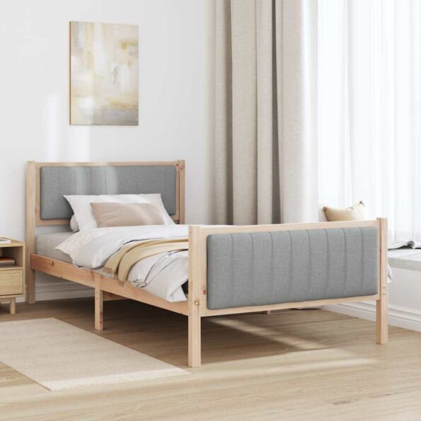 vidaXL Rám postele Hnedá a svetlo šedá 100 x 200 cm Borovicový masív – Obrázok 4