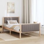 vidaXL Rám postele Hnedá a taupe 100 x 200 cm Borovicový masív – Obrázok 4