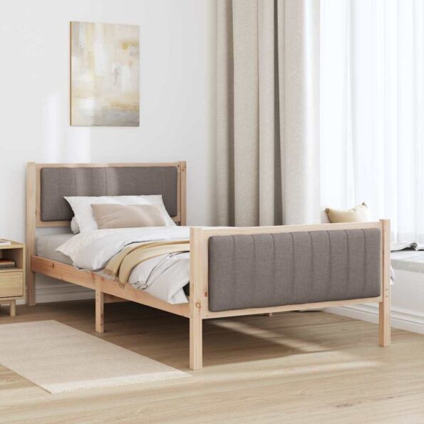 vidaXL Rám postele Hnedá a taupe 100 x 200 cm Borovicový masív – Obrázok 4